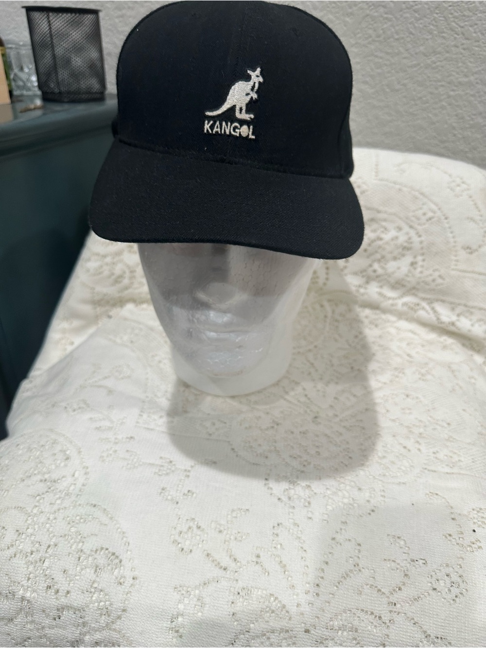 Kangol Black baseball Cap with White Kangaroo Logo size L/XL